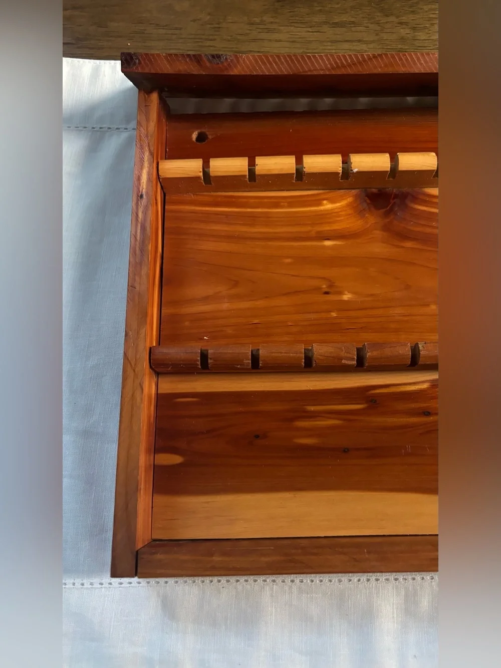 Vintage Cape Cod MA Spoon House Cedar Wood Wall Rack - Natural Cedar